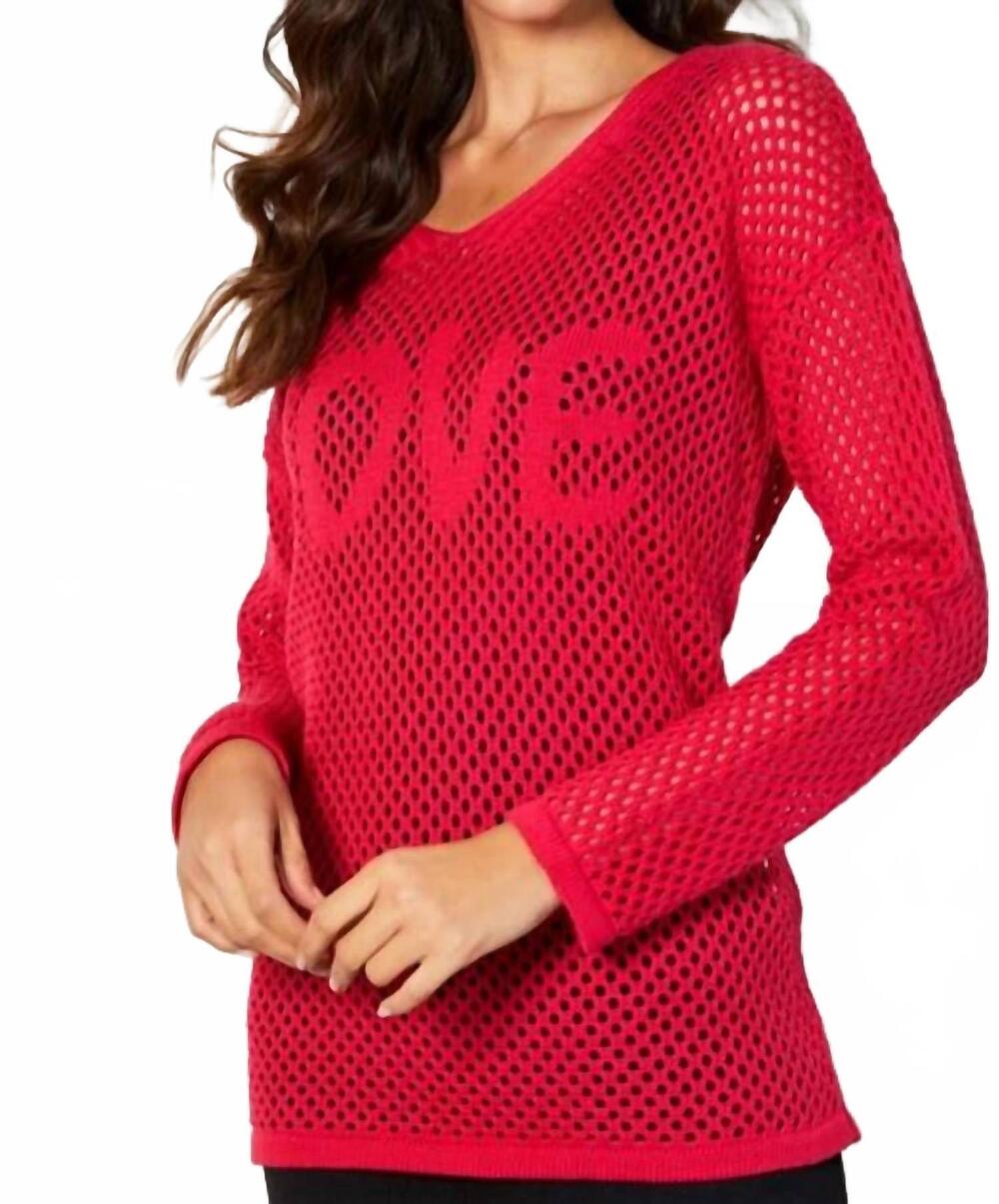 NEW FRENCH KYSS open knit love detail top in rose